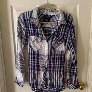 Rails Navy and White Plaid Shirt